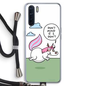 CaseCompany Unicorn: Oppo A91 Transparant Hoesje met koord