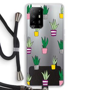 CaseCompany Sanseveria: Oppo A95 5G Transparant Hoesje met koord
