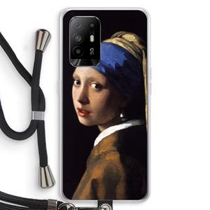 CaseCompany The Pearl Earring: Oppo A95 5G Transparant Hoesje met koord