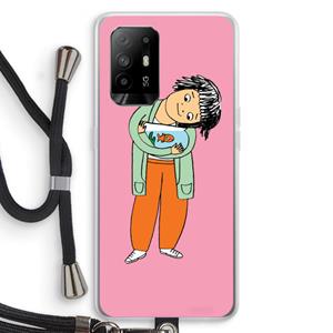 CaseCompany Visknuffel: Oppo A95 5G Transparant Hoesje met koord