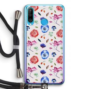 CaseCompany Bloemetjes: Huawei P30 Lite Transparant Hoesje met koord