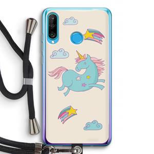 CaseCompany Vliegende eenhoorn: Huawei P30 Lite Transparant Hoesje met koord