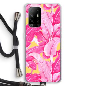 CaseCompany Pink Banana: Oppo A95 5G Transparant Hoesje met koord