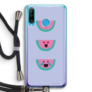 CaseCompany Smiley watermeloen: Huawei P30 Lite Transparant Hoesje met koord