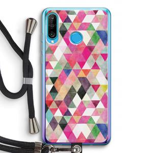 CaseCompany Gekleurde driehoekjes: Huawei P30 Lite Transparant Hoesje met koord