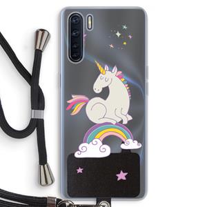CaseCompany Regenboog eenhoorn: Oppo A91 Transparant Hoesje met koord