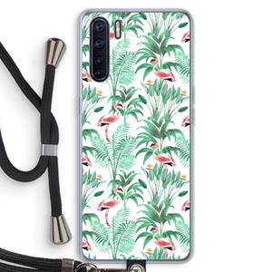 CaseCompany Flamingo bladeren: Oppo A91 Transparant Hoesje met koord