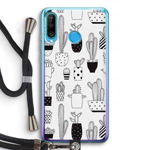 CaseCompany Cactusmotief: Huawei P30 Lite Transparant Hoesje met koord