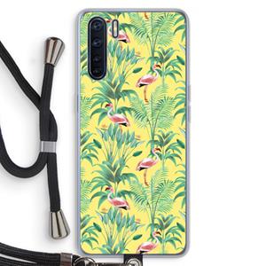 CaseCompany Flamingo party: Oppo A91 Transparant Hoesje met koord