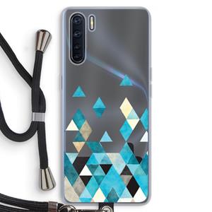 CaseCompany Gekleurde driehoekjes blauw: Oppo A91 Transparant Hoesje met koord