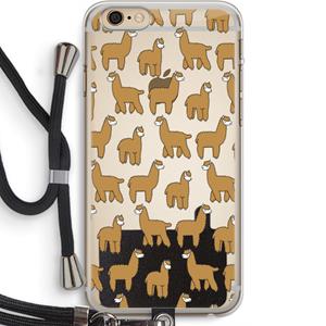 CaseCompany Alpacas: iPhone 6 PLUS / 6S PLUS Transparant Hoesje met koord