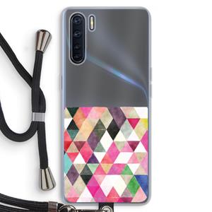 CaseCompany Gekleurde driehoekjes: Oppo A91 Transparant Hoesje met koord