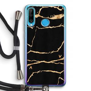 CaseCompany Gouden marmer: Huawei P30 Lite Transparant Hoesje met koord