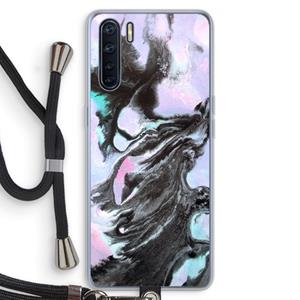 CaseCompany Pastel zwart: Oppo A91 Transparant Hoesje met koord