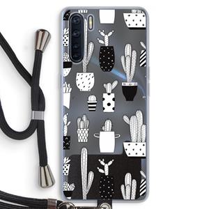 CaseCompany Cactusmotief: Oppo A91 Transparant Hoesje met koord