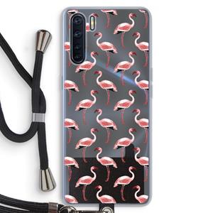 CaseCompany Flamingoprint groen: Oppo A91 Transparant Hoesje met koord