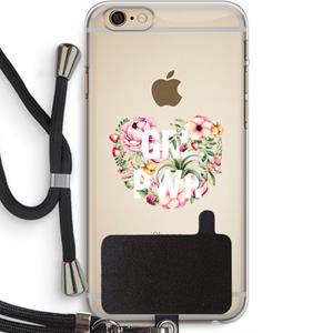 CaseCompany GRL PWR Flower: iPhone 6 PLUS / 6S PLUS Transparant Hoesje met koord