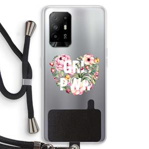 CaseCompany GRL PWR Flower: Oppo A95 5G Transparant Hoesje met koord