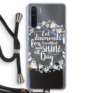 CaseCompany Diamonds: Oppo A91 Transparant Hoesje met koord