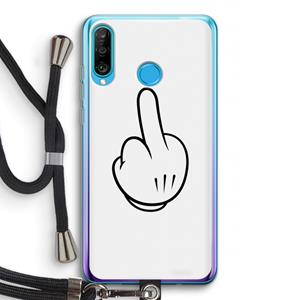 CaseCompany Middle finger white: Huawei P30 Lite Transparant Hoesje met koord