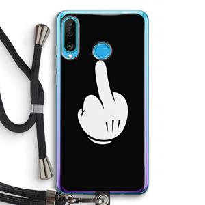 CaseCompany Middle finger black: Huawei P30 Lite Transparant Hoesje met koord