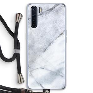 CaseCompany Witte marmer: Oppo A91 Transparant Hoesje met koord