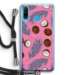 CaseCompany Kokosnoot roze: Huawei P30 Lite Transparant Hoesje met koord