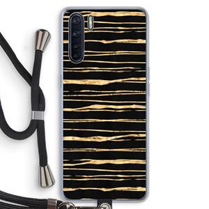 CaseCompany Gouden strepen: Oppo A91 Transparant Hoesje met koord