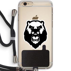 CaseCompany Angry Bear (white): iPhone 6 PLUS / 6S PLUS Transparant Hoesje met koord