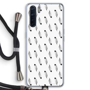 CaseCompany Pluimen: Oppo A91 Transparant Hoesje met koord