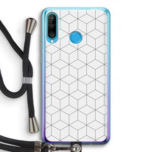 CaseCompany Zwart-witte kubussen: Huawei P30 Lite Transparant Hoesje met koord
