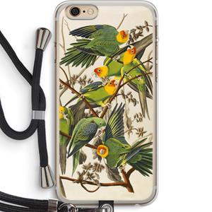 CaseCompany Carolinaparkiet: iPhone 6 PLUS / 6S PLUS Transparant Hoesje met koord