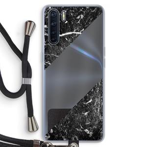 CaseCompany Zwart marmer: Oppo A91 Transparant Hoesje met koord