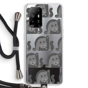 CaseCompany Cats: Oppo A95 5G Transparant Hoesje met koord