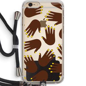 CaseCompany Hands dark: iPhone 6 PLUS / 6S PLUS Transparant Hoesje met koord