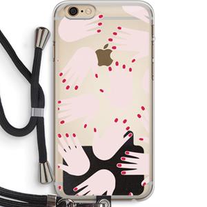 CaseCompany Hands pink: iPhone 6 PLUS / 6S PLUS Transparant Hoesje met koord