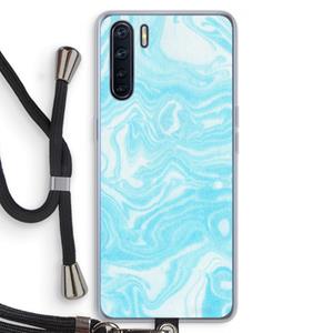 CaseCompany Waterverf blauw: Oppo A91 Transparant Hoesje met koord