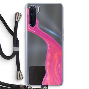 CaseCompany Paarse stroom: Oppo A91 Transparant Hoesje met koord