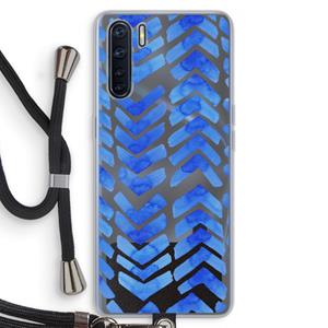 CaseCompany Blauwe pijlen: Oppo A91 Transparant Hoesje met koord