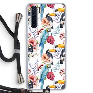 CaseCompany Bloemen tukan: Oppo A91 Transparant Hoesje met koord