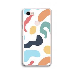 CaseCompany Memphis Shapes Blue: Google Pixel 3 XL Transparant Hoesje