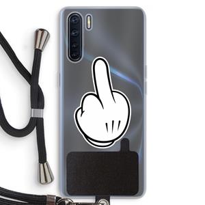 CaseCompany Middle finger black: Oppo A91 Transparant Hoesje met koord