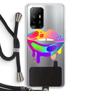 CaseCompany Lip Palette: Oppo A95 5G Transparant Hoesje met koord