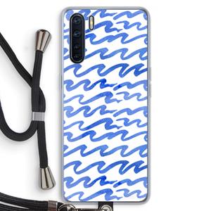 CaseCompany Blauwe golven: Oppo A91 Transparant Hoesje met koord