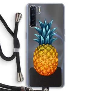 CaseCompany Grote ananas: Oppo A91 Transparant Hoesje met koord