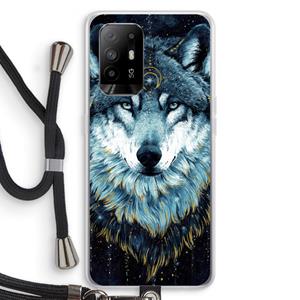 CaseCompany Darkness Wolf: Oppo A95 5G Transparant Hoesje met koord
