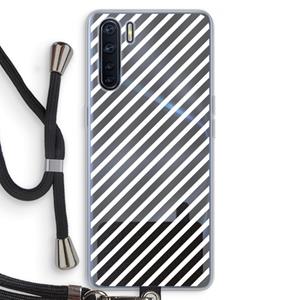 CaseCompany Strepen zwart-wit: Oppo A91 Transparant Hoesje met koord
