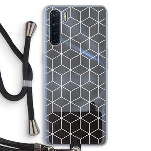 CaseCompany Zwart-witte kubussen: Oppo A91 Transparant Hoesje met koord