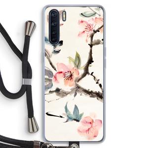 CaseCompany Japanse bloemen: Oppo A91 Transparant Hoesje met koord