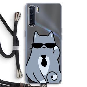 CaseCompany Cool cat: Oppo A91 Transparant Hoesje met koord
